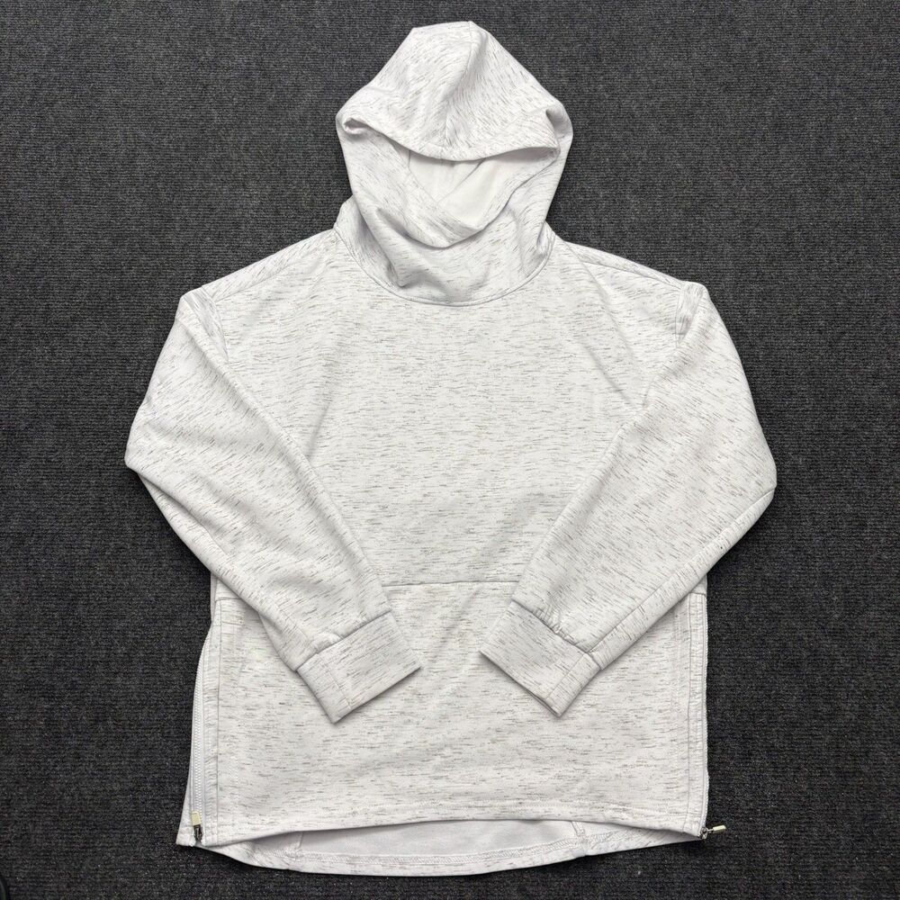 Fabletics Womens Medium Gray Marled Cowl Neck Hoodie Sweatshirt Side Zips